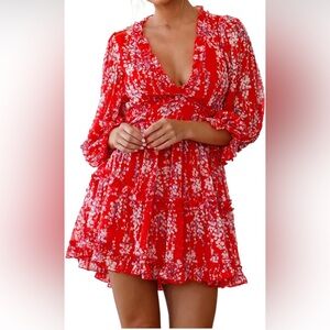 R.Vivimos Womens Summer Fall Long Sleeve Floral Dress